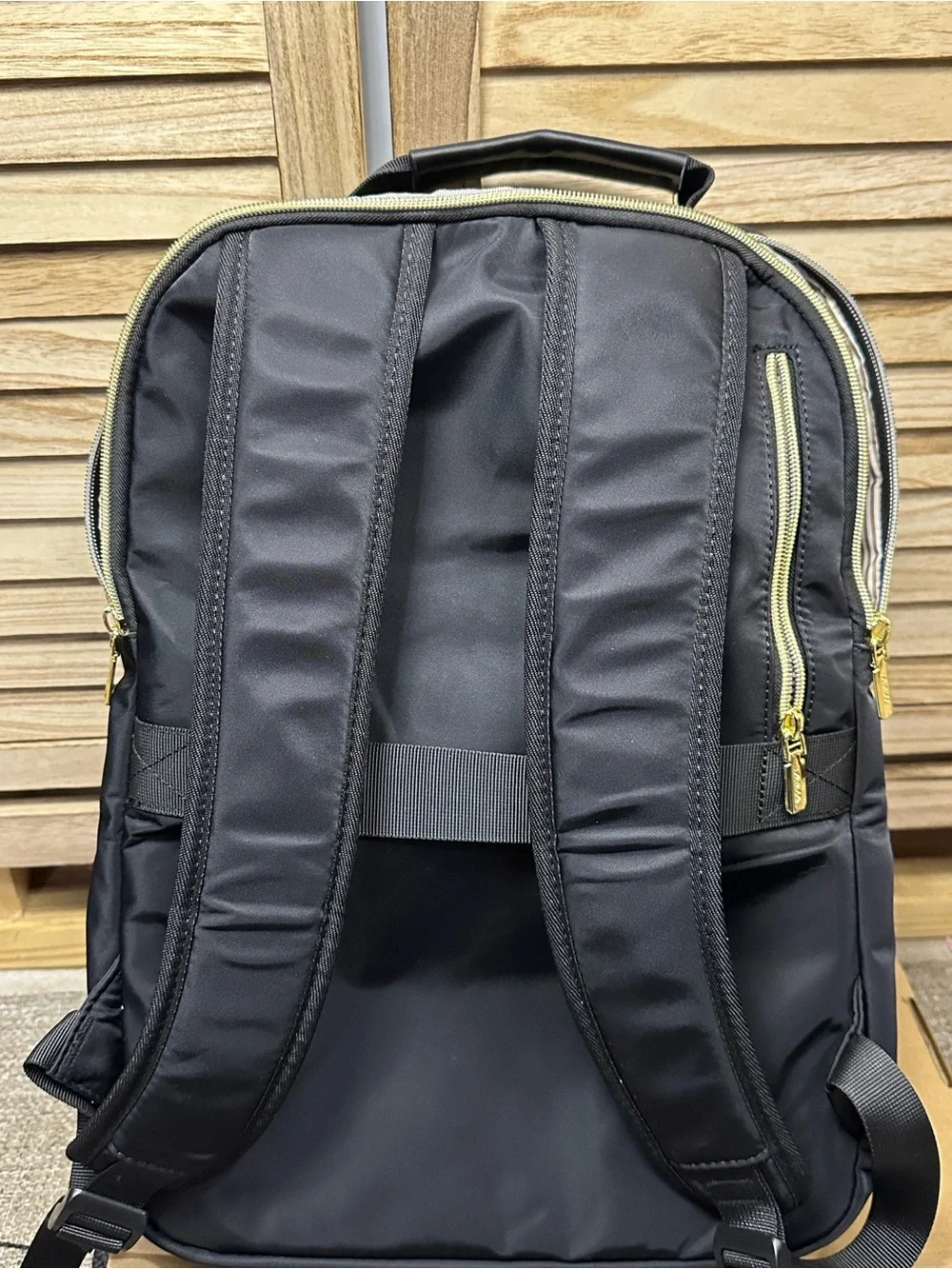 Black Quilted women’s Backpack with usb charging